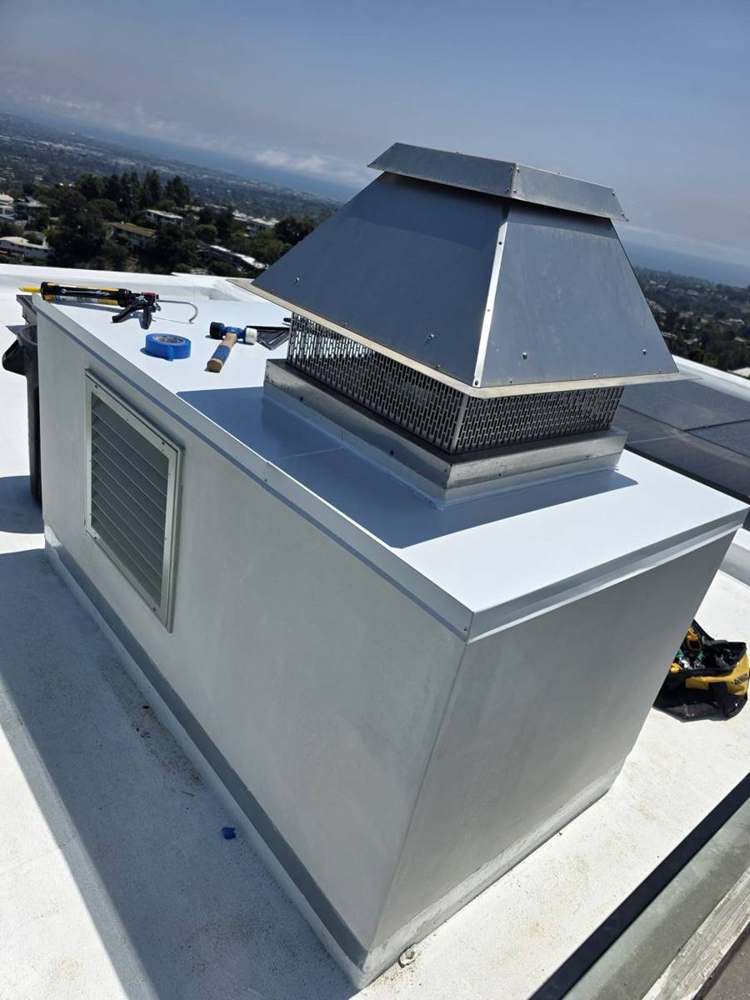 Rooftop conduit enclosure + integrated gutter in Pacific Palisades