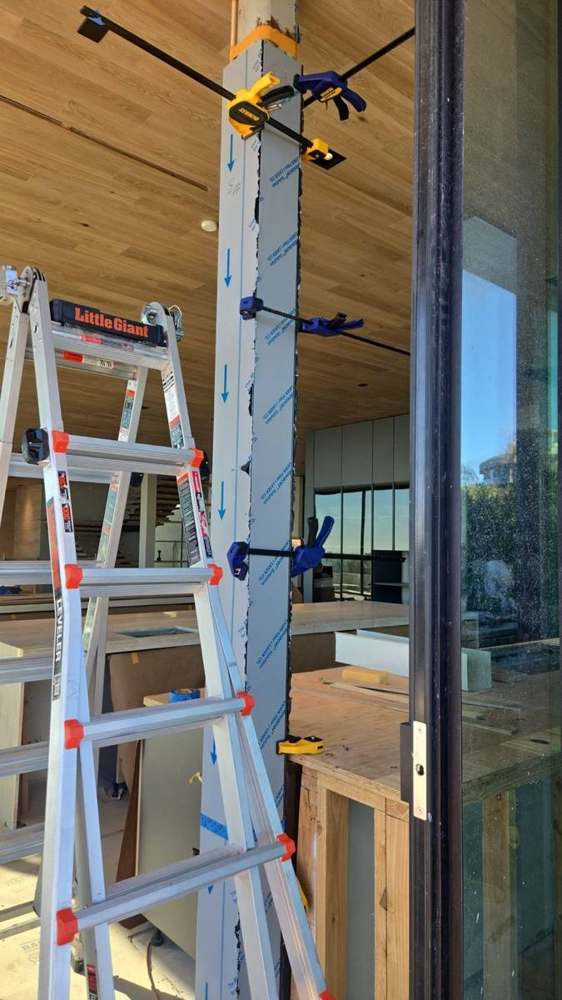 Interior beam/column metal cladding in Rancho Park