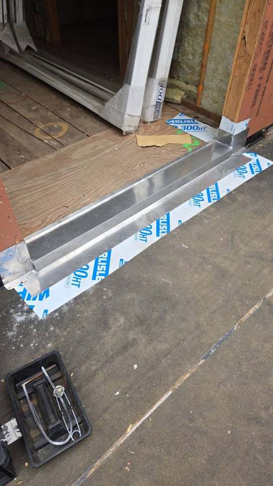 Inlay gutter + door pan/column flashing in West Hollywood
