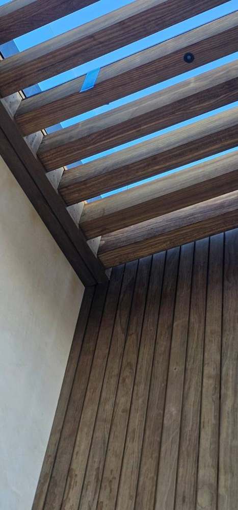 Copper fascia on trellis/deck in Encino